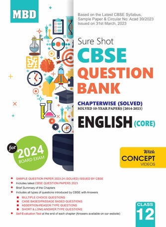 MBD Sure Shot CBSE Question Bank English Core Class 12 For 2024 Board Exam