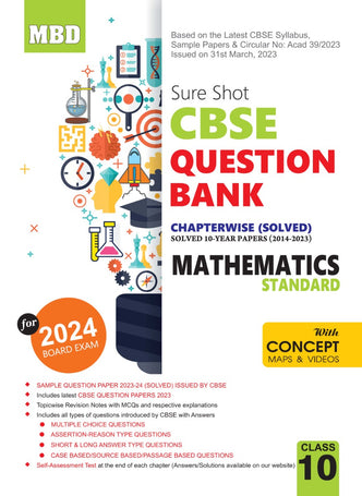 MBD Sure Shot CBSE Question Bank Math Class 10 Standard (E) For 2024 Board Exam